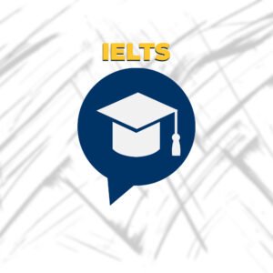 The official product image for the free 'IELTS Demo' from read4more.com. A graduation cap icon inside a speech bubble represents the academic success achievable with our expert IELTS preparation course.