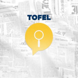 The official product image for the 'TOEFL Blitz Pack' from read4more.com. A magnifying glass icon symbolizes this quick and focused 5-lesson review course for the TOEFL (and TOFEL) exam.