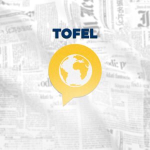 The official product image for the 'Complete TOEFL Pack' from read4more.com. A globe icon inside a speech bubble is shown, representing our comprehensive online TOEFL (and TOFEL) preparation course for international students.