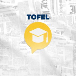 The official product image for the free 'TOEFL Demo' from read4more.com. A graduation cap icon in a speech bubble represents the academic success achievable with our expert TOEFL (and TOFEL) preparation.