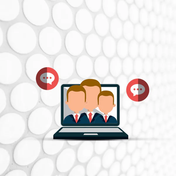 A graphic icon of a business team on a laptop with communication symbols, representing the 'Team Pack' for online corporate English training from read4more.com, designed for groups of up to 5 people.