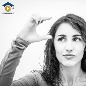 A woman making a hand gesture to show a small amount, visually defining the English idiom "just a tad" (a little; slightly) for the Read4More online vocabulary glossary.