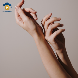 A close-up of a person's two arms and hands raised against a plain background, visually defining the English vocabulary word for these body parts for the Read4More online glossary.